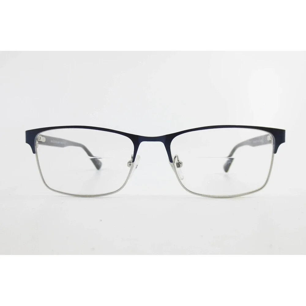 Randy Jackson RM 202128 Navy Silver Rectangular Semi Rimless Eyeglasses
